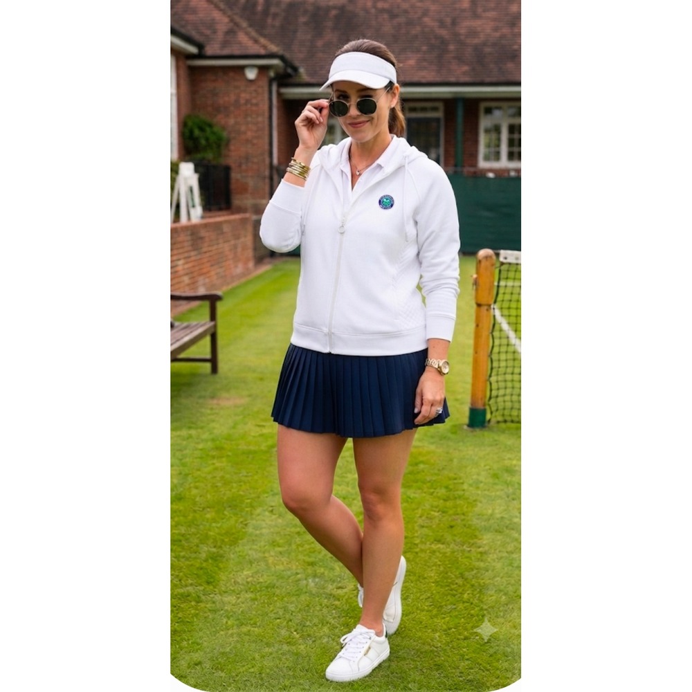 Wimbledon Performance White Full Zip Hoodie Quilted Panels XL 19WE11 NWT